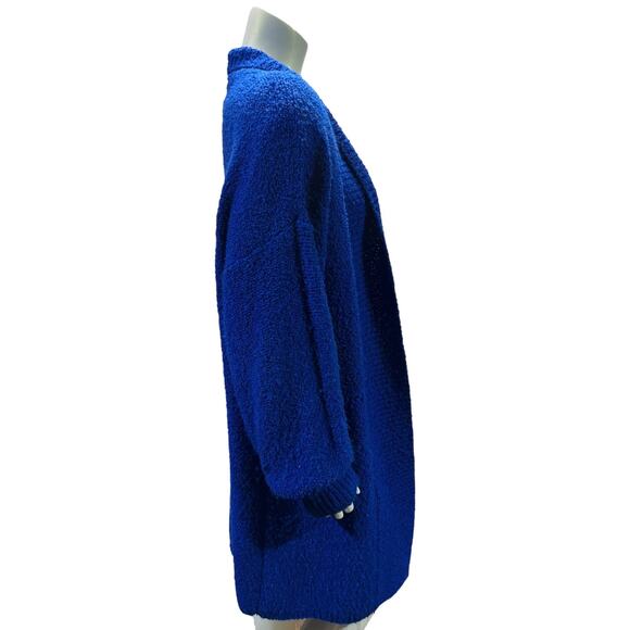 Vintage Monto par le Chois II Royal Blue Long Cardigan 100% Acrylic Chunky Knit - Picture 5 of 10